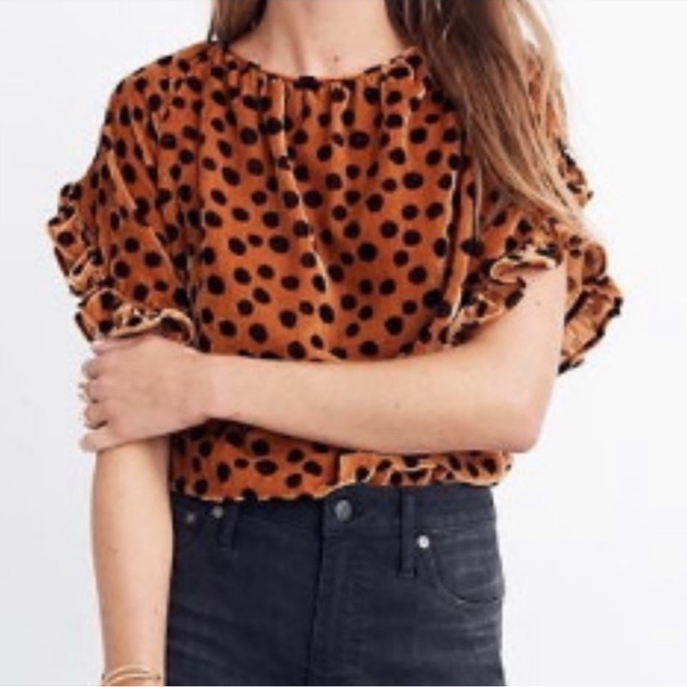 MADEWELL Velvet Memento Leopard Dot Top EUC size Large